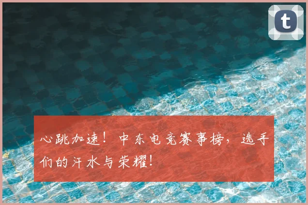 心跳加速！中东电竞赛事榜，选手们的汗水与荣耀！